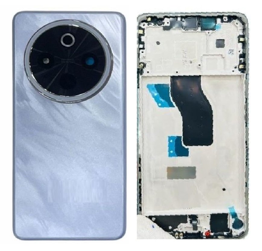 Compatible Replacement Vivo T4 5G Full Body Housing Replacement Back Frame Middle Chassis with Side Keys – Silver, Blue, Purple, White & Black Color: WHITE